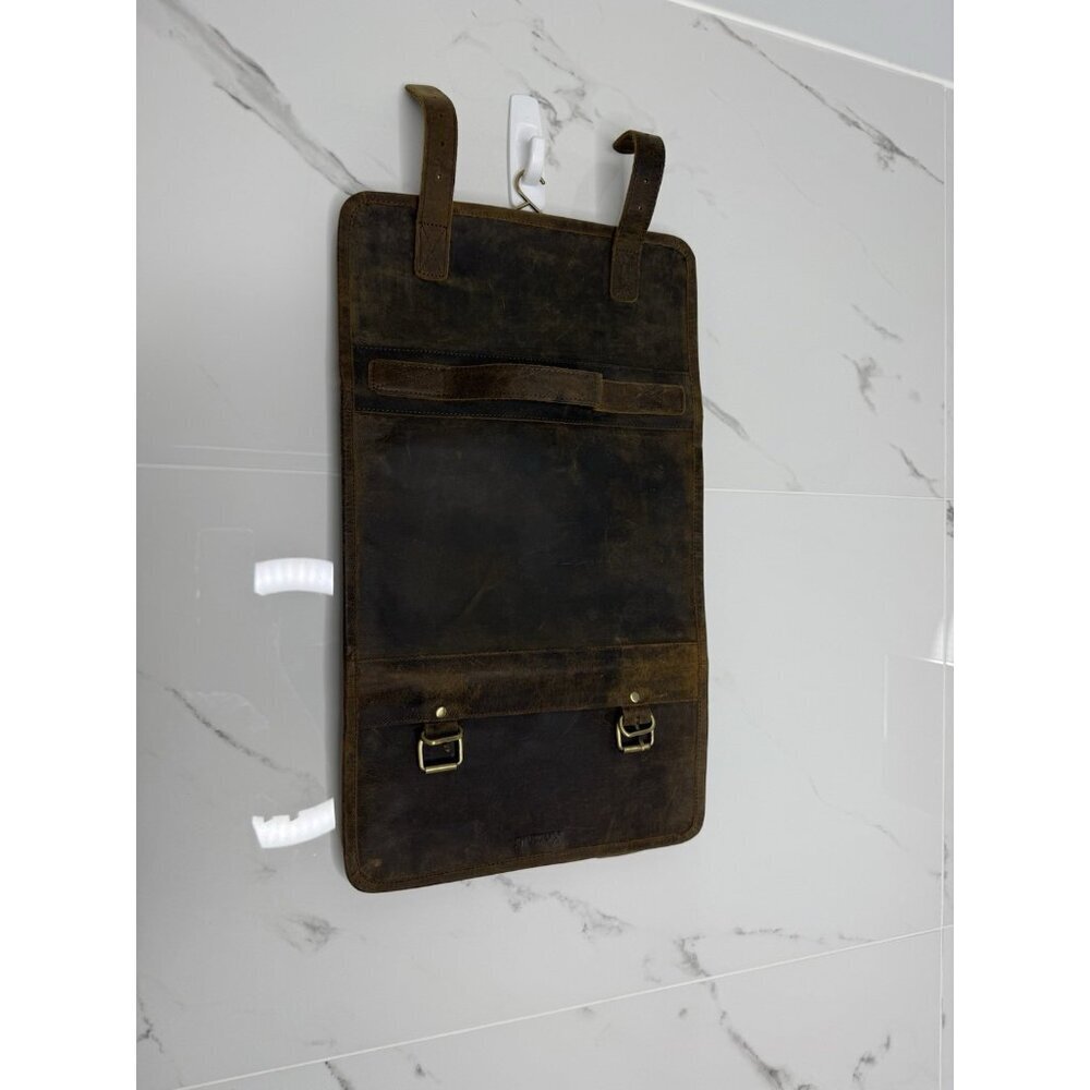 KomalC Genuine Buffalo Leather Hanging Toiletry Bag​​